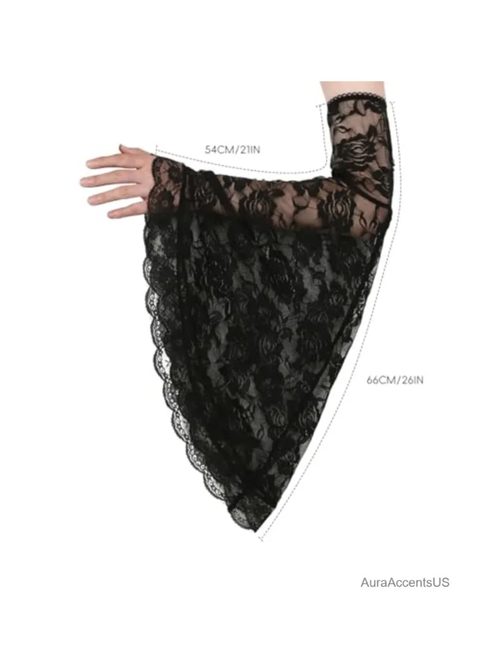 Gothic Black Lace Detachable Arm Sleeves Witch Long Gloves Victorian Cosplay